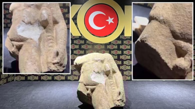 İzmir'de, Roma dönemine ait heykel ele geçirildi