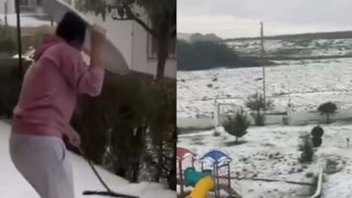 Adana bir anda beyaza büründü