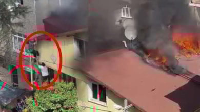 Alevler arasında can pazarı: Çatıda kalan komşularını böyle kurtardılar