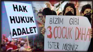 ‘Hak, hukuk, adalet’ sloganı suç sayıldı