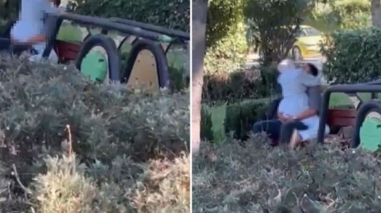 Parkta uygunsuz halde görüntülenen çift yakalandı
