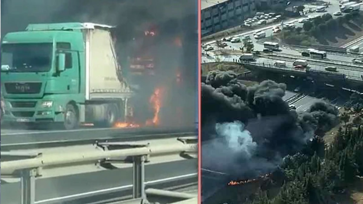 TEM Otoyolu'nda TIR yangını: Esenyurt-Edirne yönü trafiğe kapandı